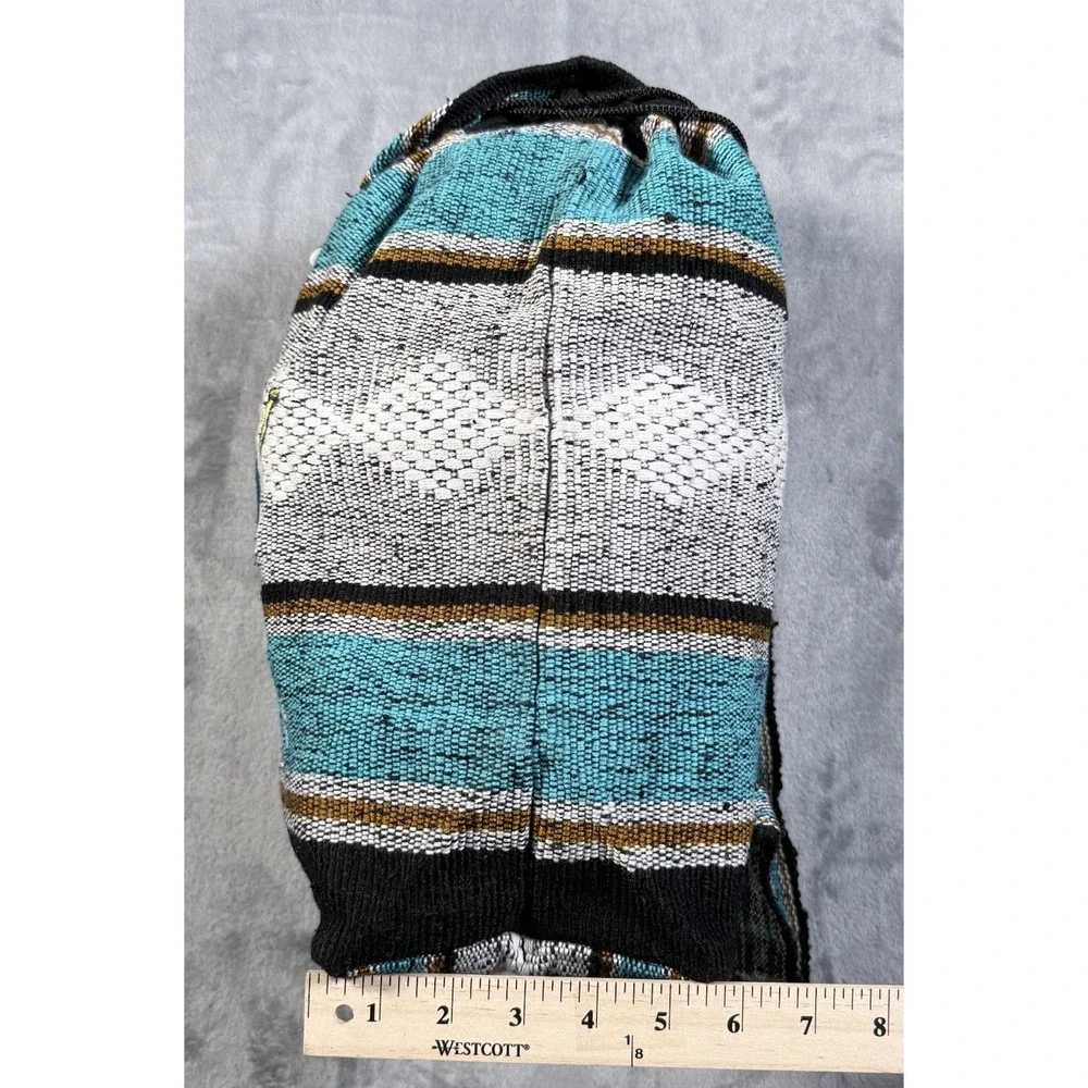 San Jose Sharks Woven Backpack Baja Jerga Mexican Blanket Drawstring Bag